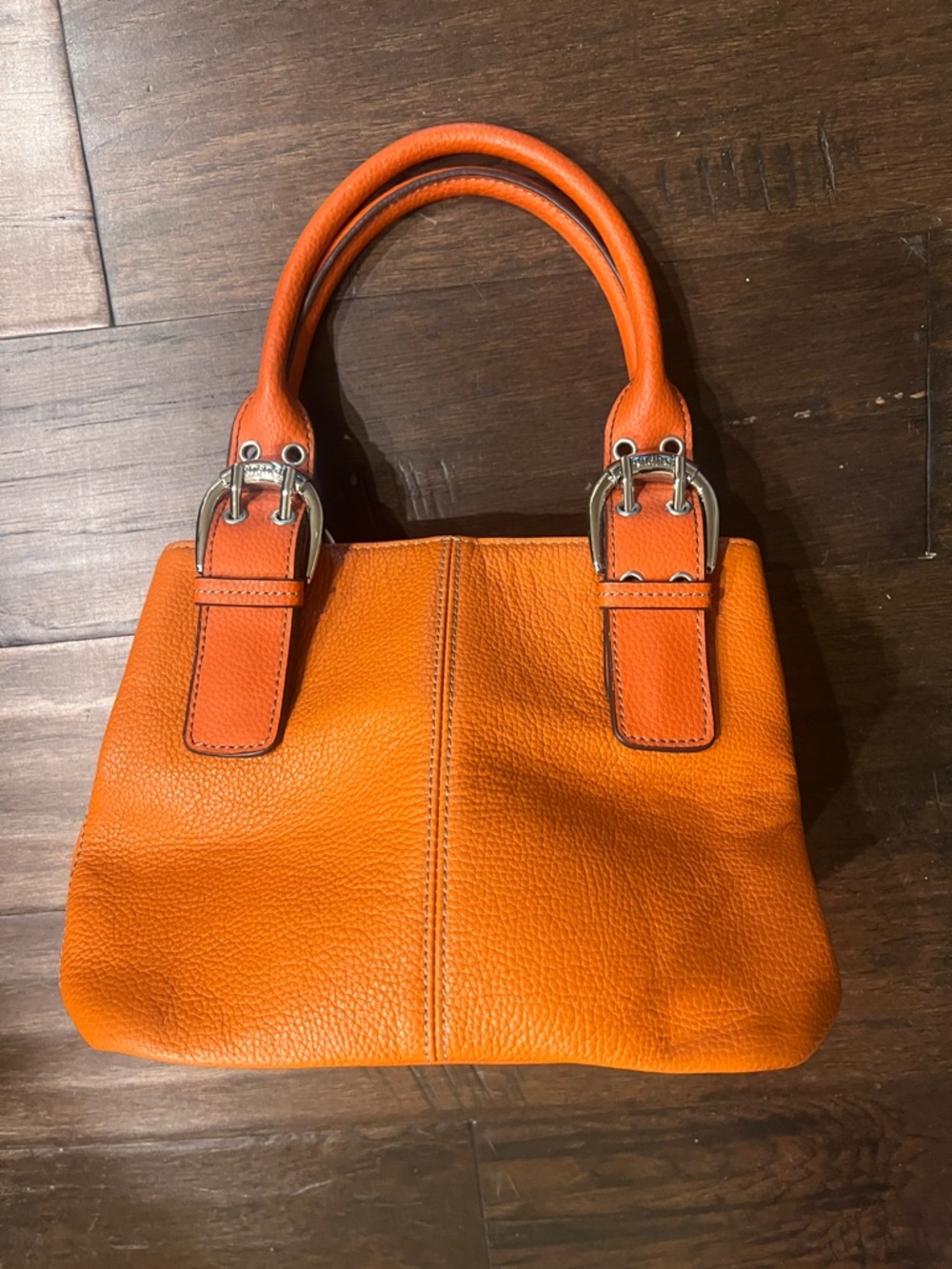 Tignanello Vibrant Orange Pebbled Leather Bag